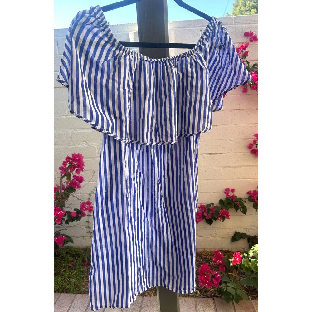 J. Crew Women's Off Shoulder Striped Beach Cover-Up Casual Day Dress Size Large